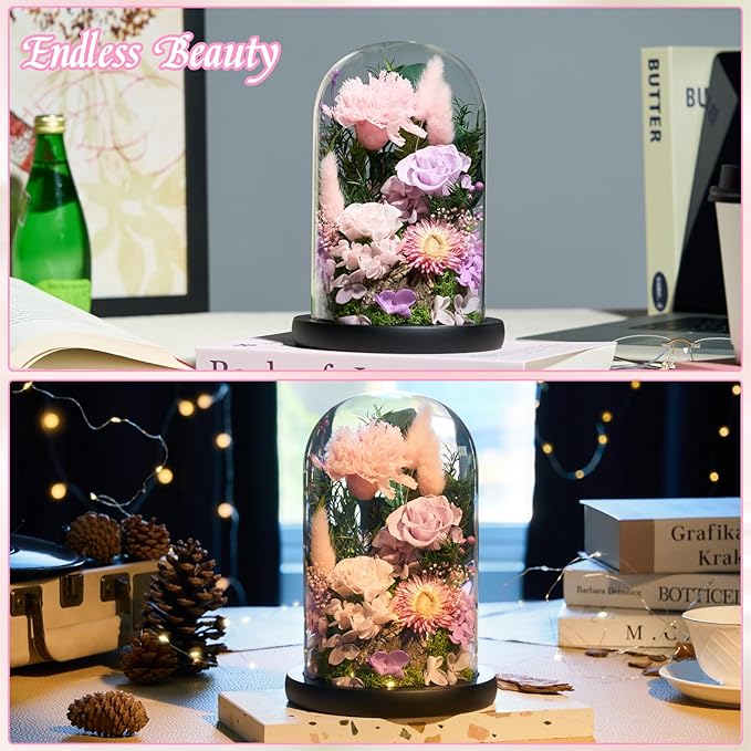 Preserved Roses,Forever Fresh Flowers 7.48in,Gift for Women,Mom,Grandma,Wife,Girlfriend,Sister,and Daughter Perfect for Birthday,Mother’s Day,Valentine’s Day (Sweetheart Carnation4)