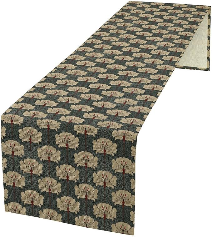 Vintage Floral Table Runner, William Morris Flowers Classic Boho Art Table Runner for Kitchen Dining Party, 13x90 Inch