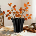 Contemporary Black Ceramic Vase, Abstract Irregular Shape Sculptural Accent for Home Decor, Modern Artistic Centerpiece for Coffee Table or Bookshelf