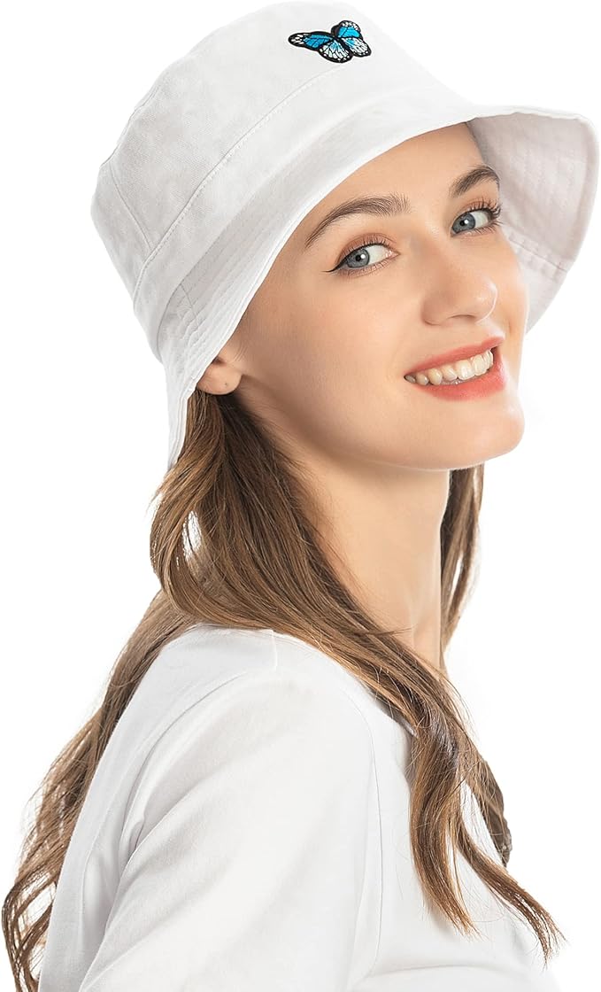 ZLYC Unisex Fashion Embroidered Bucket Hat Summer Fisherman Cap for Men Women