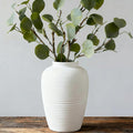 Large Ceramic Vase, 10.24 inch Minimalist Vase for Home Decor, Handmade Farmhouse Flower Vase for Table Centerpiece, Wedding, Living Room, Kitchen Decoration, Shelf Decor (Rice White)