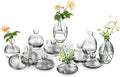 Glass Bud Vase for Centerpieces, 12Pcs/4Sets Glasseam Modern Gray Mini Small Vases for Flowers Bulk Flower Vase Set Aesthetic Cute Handmade Tiny Short Wedding Table Centerpiece Decor