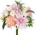 Briful Artificial Flowers Bouquet for Decoration, Silk Flowers Arrangements with Dahlia & Daisy Mums Fake Floral Stems for Home Vase Table Centerpiece Wedding Party Decor