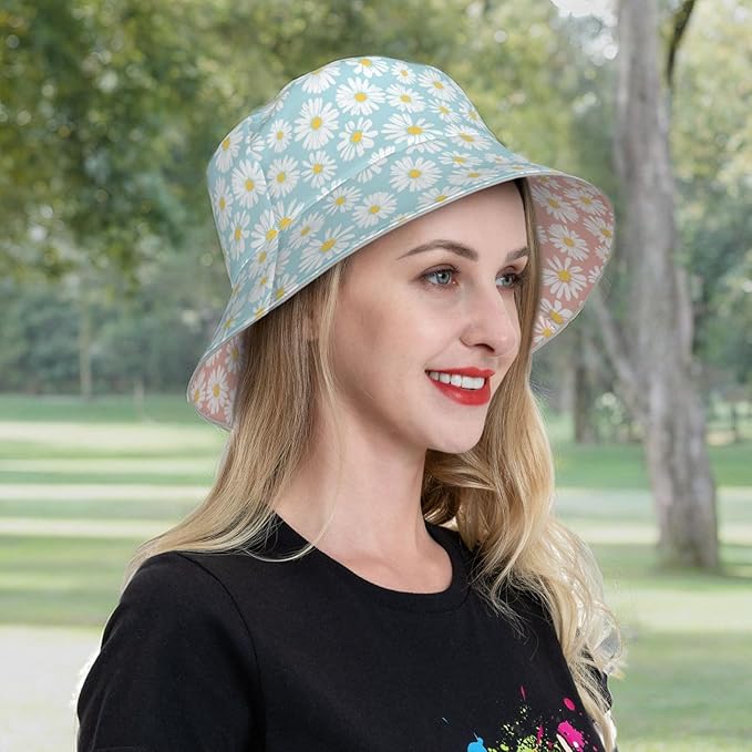 Bucket Hat Beach Summer Sun Hat Reversible Fisherman Hats Double Sided Wearing for Women Men Boys Girls