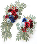 Burgundy Blue Wedding Arch Flowers, Faux Flower Swag Set of 2, Burgundy Floral Swag for Wedding Arch Welcome Signs, Reception Ceremony Signs Decor