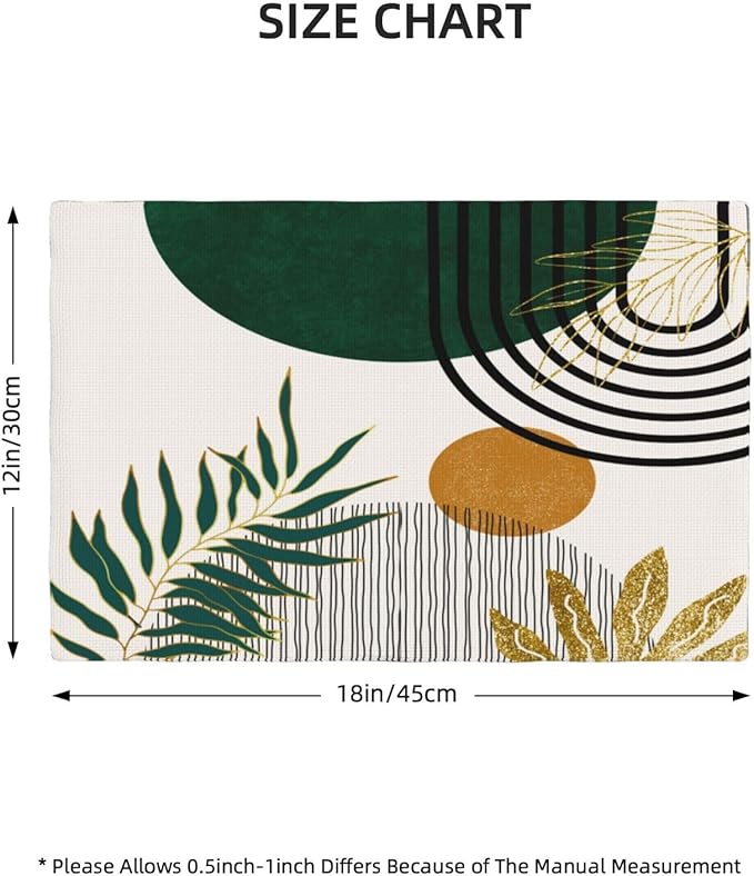 Boho Placemats, Modern Minimalist Art Abstract Geometric Sun Plant Print Washable Fabric Placemats Table Kitchen Dining Party 12x18 Inch Set of 4