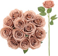 12pcs Roses Artificial Flowers Dusty Rose Fake Flowers with Long Stems Silk Flowers for Wedding Bouquet Centerpices Decorations Party Bridal Baby Shower Home Decor