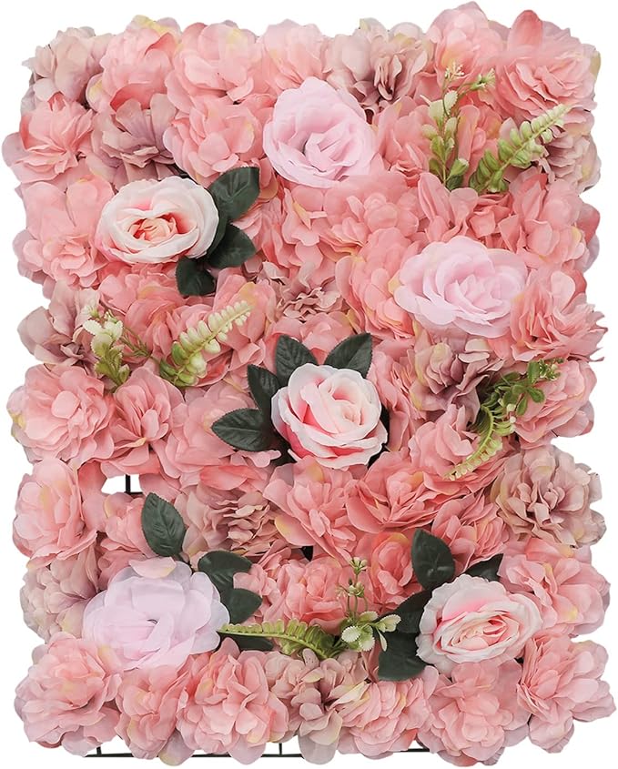 12 Pcs White Flower Wall Flowers Backdrop Artificial Flower for Backdrop Flowers Decoration 3D Floral Panels for Wall Decor Home Party Wedding Room Decoration (60x40cm/Pink 1)