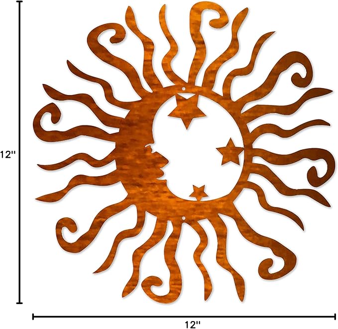 Riverside Designs Wacky Solar Moon Metal Wall Art Steel Outdoor Decor | Heavy-Duty and Waterproof | Made in USA (Copper, 24L x 24W)