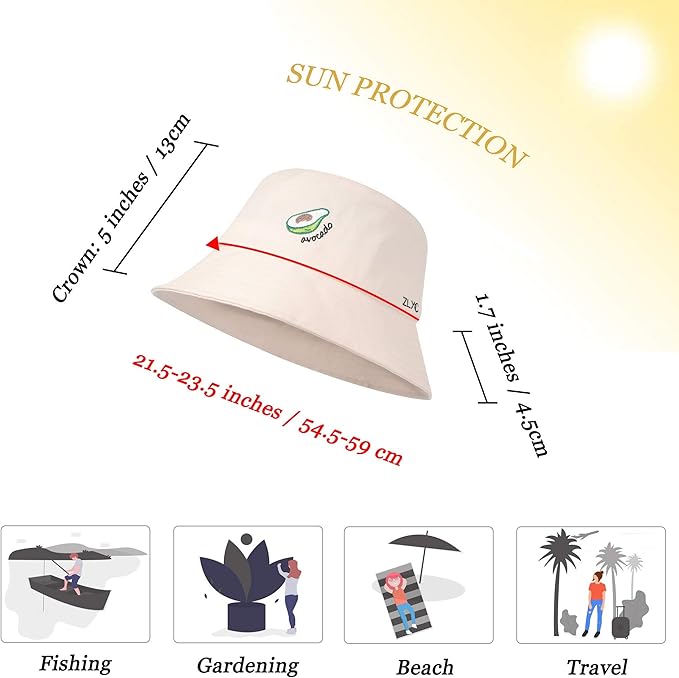 ZLYC Unisex Fashion Embroidered Bucket Hat Summer Fisherman Cap for Men Women