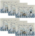 Farmhouse Spring Flower Placemats Set of 6 Every Day is A Gift Rustic Floral Double-Sided Table Mats for Dining Room Home Party Indoor 6 PCS 12x18 Inch