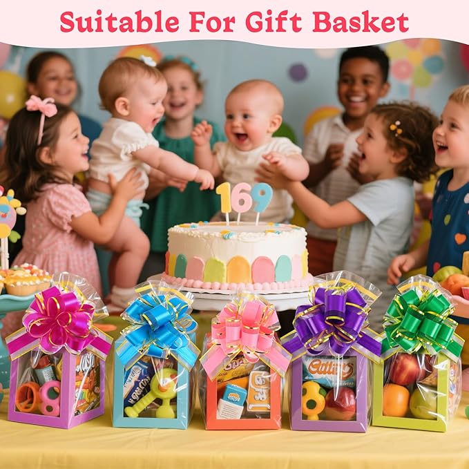 24PCS 6 Inch Large Pull Bows,12 Colors Bow for Gift Wrapping,Reusable Birthday Ribbon Bow for Wrapping Boxes & Decorative Accents