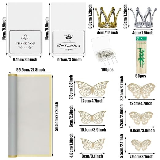 Woohome Flower Wrapping Paper Bouquet Kit, 60 Sheet Flower Bouquet Wrapping with 3D Butterflies Wishes Cards Ribbons for Mother's Day Gifts Wedding Valentine Birthday DIY Craft - Black Gray Silver