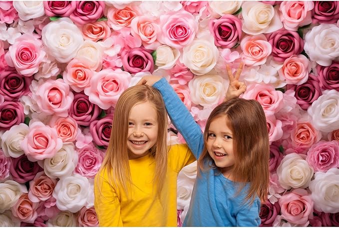 Pink Roses Background Flowers Wall Photography Background Various Floral Roses Backdrops Anniversary Birthday Wedding Baby Shower Backgrounds Decor Children Adults Video Studio Prop 9x6ft