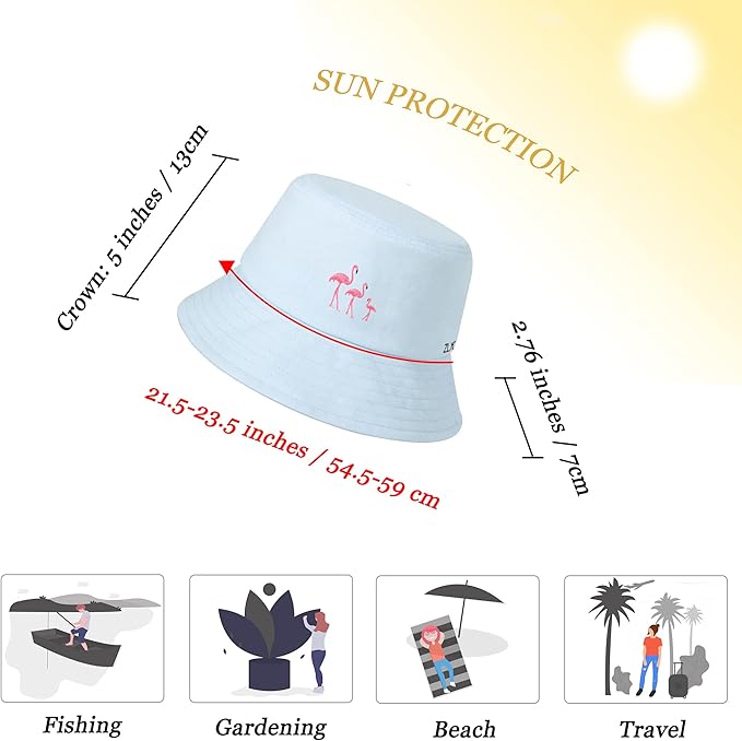 ZLYC Unisex Fashion Embroidered Bucket Hat Summer Fisherman Cap for Men Women