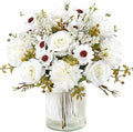 Dremisland Artificial Flowers Like Real Artificial Bouquet 2 Packs Silk Artificial Roses Bouquet with Daisy Chrysanthemum White Flowers for Centerpiece Table Wedding Party Home Decor