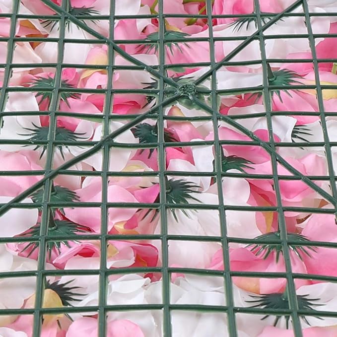 20 Pack Flowers Wall Panels Artificial Floral Wall Mat Handmade 3D Silk Rose Hydrangea Dahlia Floral Panels for Photo Background Home Party Wedding Backdrop Decoration, 24 x 16 inch (D)
