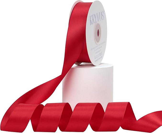 Premium Double Faced Satin Ribbon, 1 Inch X 25 Yards, Red, Perfect for Gift Wrapping, Crafts, Wedding Decor