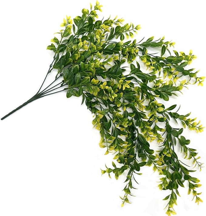 PASYOU Fake Hanging Vines, Artificial Plants Plastic Leaves Faux Vine Greenery Ivy Plant for Indoor Outdoor Garden Office Bathroom Decor Wedding Party Christmas Baskets DIY Decoration Yellow 2 Pack
