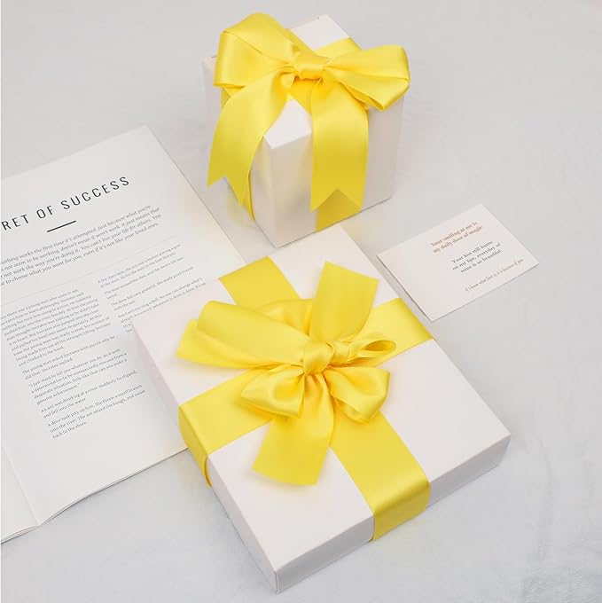Daffodil Yellow Satin Ribbon, Double Faced 1-1/2 Inch X 25 Yards Daffodil Ribbon, Premium Satin Ribbon for Gift Wrapping, Crafts, Hair Bow Making, Sewing, Flower Bouquet, Wedding Party Decor