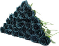 30pcs Artificial Rose Flower Dark Green Rose Emerald Green Flower with Long Stem Silk Roses Bouquet for Wedding Bridal Shower Party Home Decoration