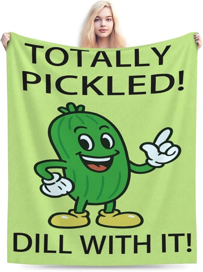 Pickle Blanket Cute Pickle Throw Blanket Vegetable Soft Cozy Fleece Fuzzy Stuffed Plush Flannel Gifts for Girls Women Boys Kids Adults 60"X80"