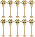 NUPTIO Centerpiece Vase Gold Wedding: 10 Pcs 21.5" Tall Metal Trumpet Vases for Table Decorations Gold Flower Stand for Party