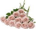12pcs Roses Artificial Flowers Fake Roses Dusty Pink Silk Roses White Silk Flowers Rose with Long Stems for Wedding Home Party Centerpieces Decorations