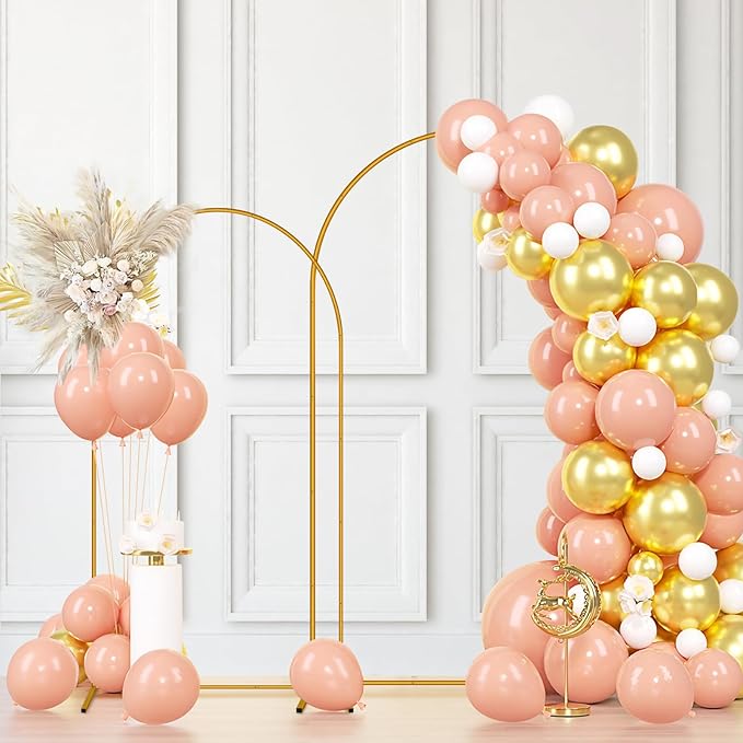 3 Pack Arch Backdrop Stand (7.2FT/6.6FT/6FT), Metal Background Balloon Arch Stand, Baby Shower Backdrop Arch, Gold Arches for Party Decoration