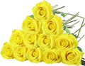 Felice Arts 12 Pack Lemon Yellow Artificial Flowers with Stems Silk Roses Fake Flowers Bouquet for Wedding Centerpiece Table Vase Home Kitchen Party DIY Decor