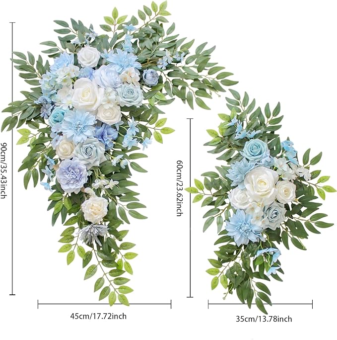 Wedding Arch, Artificial Flowers, Wedding Decor with Drapes (Set of 4)，Be Suited to Banquet, Party, Wedding Decor Ceremony and Background Decoration (Blue)