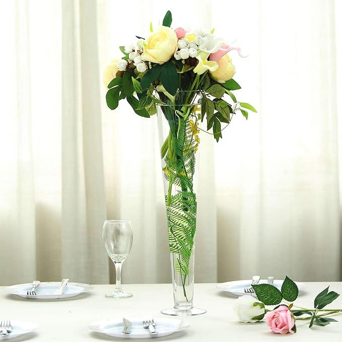 Efavormart 12pcs/Set 20" Tall Trumpet Heavy Duty Glass Centerpiece Vase for Wedding Party Banquet Events Centerpiece Decoration