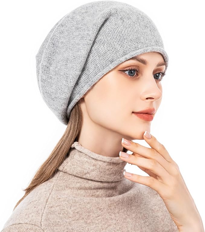 QUEENFUR Knit Slouchy Beanie Hats for Women Cashmere Ski Cap Knitted Wool Soft Warm Winter Hat