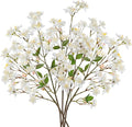 DILATATA Artificial Cherry Blossom Flowers 5 Pcs Silk Cherry Blossom Stems 27.5 Inch Long Stems Faux Silk Peach Flowers for Tall Vase Spring Decor Wedding Party Home Table Arrangement - White
