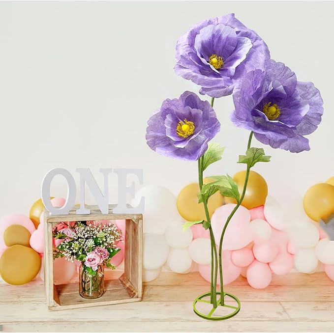 Giant Purple Artificial Hydrangea Flowers, 3Pack Large Fake Paper Flower for Decoration, No Fading 6.1Ft Tall Artificial Silk Flower Party Banquet Background Decor for Indoor Outdoors Large Bouquet