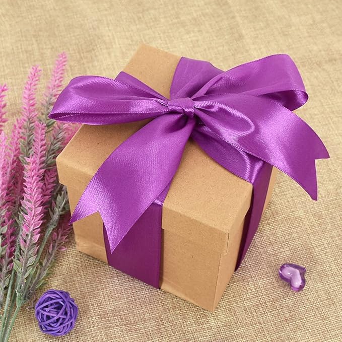 TONIFUL 1-1/2 Inch (40mm) x 100 Yards Purple Wide Satin Ribbon Solid Fabric Ribbon for Gift Wrapping Chair Sash Valentine's Day Wedding Birthday Party Decoration Hair Floral Craft Sewing Halloween