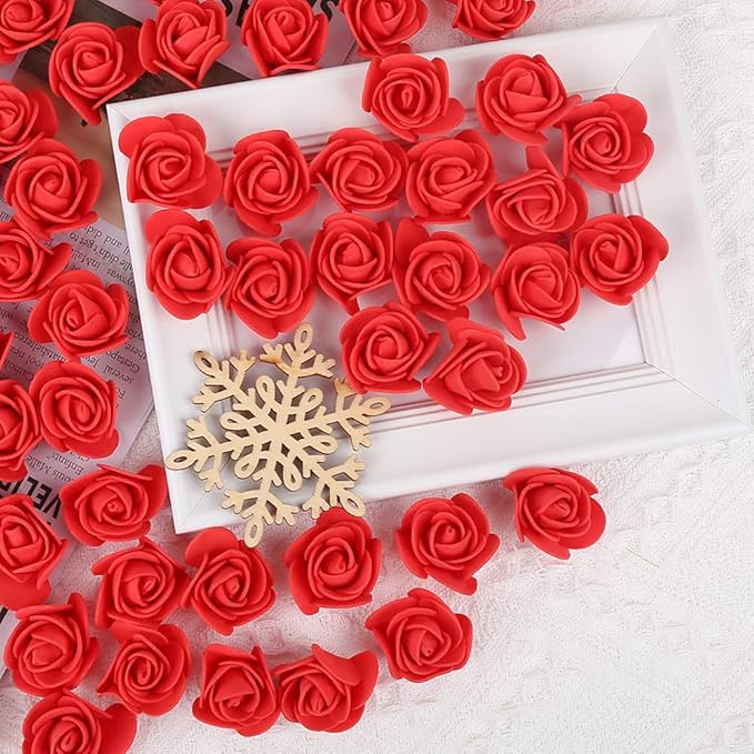500pcs Mini Foam Rose Heads, Red Foam Flower Bulk Fake Rose Flower Head for DIY Crafts Wedding Bouquets Baby Shower Centerpieces Floral Arrangements Party Tables Home Decorations(Red)