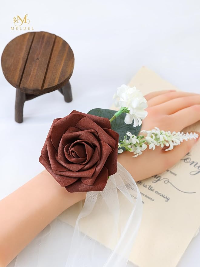 Meldel Artificial Flower 25pcs Real Touch Amber Fake Foam Roses with Stems for DIY Wedding Bouquets Gifts Bridal Shower Faux Floral Centerpieces Arrangements Home Party Tables Decorations