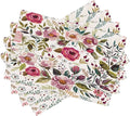 Watercolor Flower Linen Placemats Set of 4,Summer Floral Non Slip Heat-Resistant Washable Table Place Mats Tablemats for Kitchen Dining Table 4 PCS, Pink Flowers