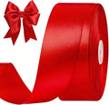 1-1/2 Inches 50 Yards Red Satin Ribbon, Solid Fabric Ribbon Roll for Flower Bouquets, Gift Wrapping, Wedding, Christmas, Handmade Crafts