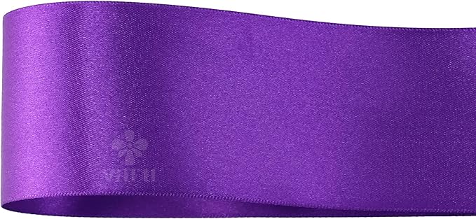 MEEDEE Purple Satin Ribbon 2 Inch Purple Ribbon Lux Double Faced Ribbons by 25 Yards Silk Satin Ribbons for Gift Wrapping, Weddings, Flower Bouquet, Holiday Decorating
