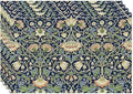 William Morris Flower Placemats Set of 4, Vintage Botanical Plant Place Mats, Heat Resistant Non Slip Cotton Linen Dining Table Mats for Home Kitchen Party 18x12 Inch