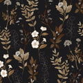 Black Floral Peel and Stick Wallpaper 17.4" x 197" Vintage Dark Gold Leaf Contact Paper Waterproof Self-Adhesive Vinyl Wall Covering for Bedroom Bathroom Countertop Cabinets, Boho Wall Decor
