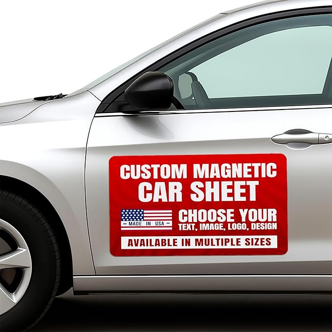 Pack of 2 Custom Vehicle Signs by BCB – Personalized Magnetic Door Decals | Removable Advertising Signage for Cars, Trucks & Vans | Customizable Magnetic Sheets | Multiple Sizes | Made in USA