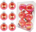60MM Iridescent Plastic Ball - 6PCS Xmas Ornament Balls Set, Plastic Iridescent Decorative Hanging Ornaments for Xmas Tree Wedding Valentine's Day Party Decorations (Red)