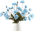 IPOPU Sky Blue Artificial Poppy 6pcs Light Blue Fake Poppies Baby Blue Silk Flowers for Baby Shower Centerpieces Bridal Shower Party Decorations (Sky Blue)