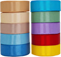 5/8 Ribbon, 10 Vintage Colors，50 Yards Satin Ribbon Set, Double Faced, 5 Yards Each for DIY Crafts, Gift Wrapping, Flower Bouquet, Bow, Hair, Wedding, Welcome Holiday Party Decorations