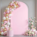6FT Pink Arch Backdrop Cover - Polyester Fitted Wedding Arch Stand Covers Round Top Chiara Arch Backdrop Cover for Birthday Party Banquet Photo Background Decoration