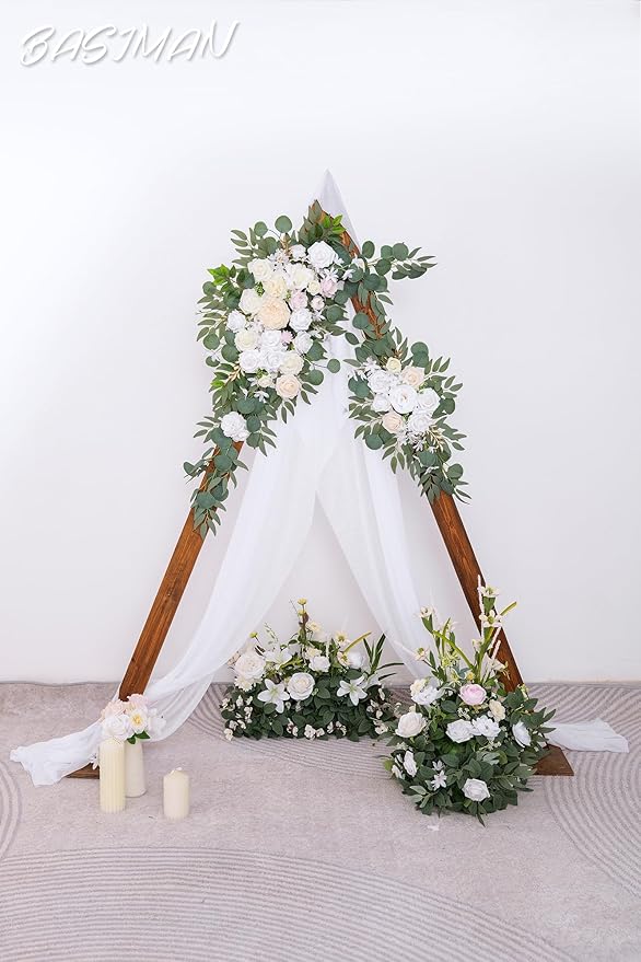 Arch Flowers (Pack of 2) for Wedding Ceremony Arbor and Reception Backdrop Decoration Wedding Welcome Signs Floral Birthday Party Decoration