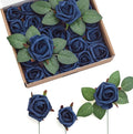 Ling's moment Artificial Rose Buds and Petite Roses w/Stem Pack of 24 for DIY Wedding Bouquets Centerpieces Decorations Boutonniere Corsages (Navy Blue)